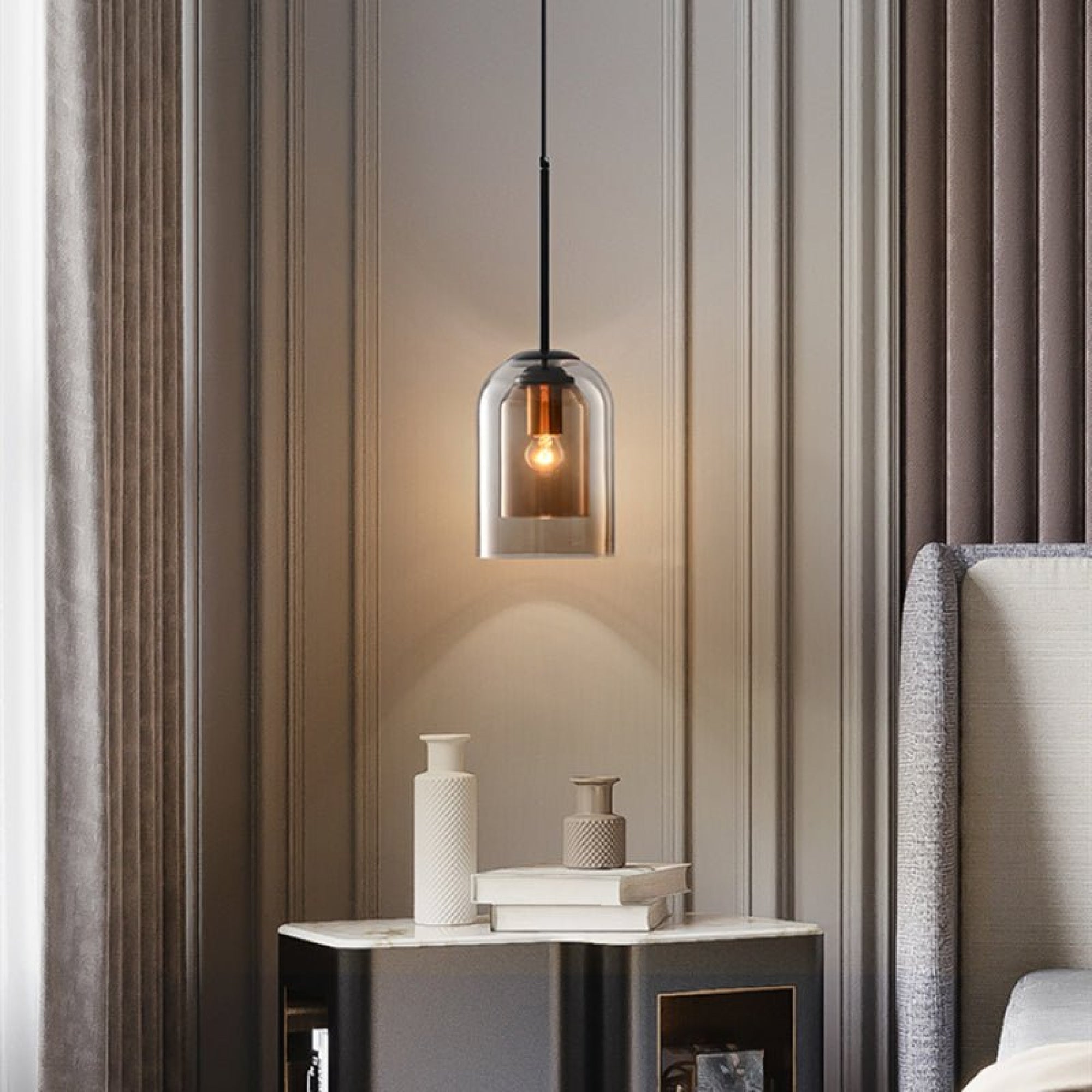 Mica Mid-Century Hanglampen met dubbel glas hanglamp