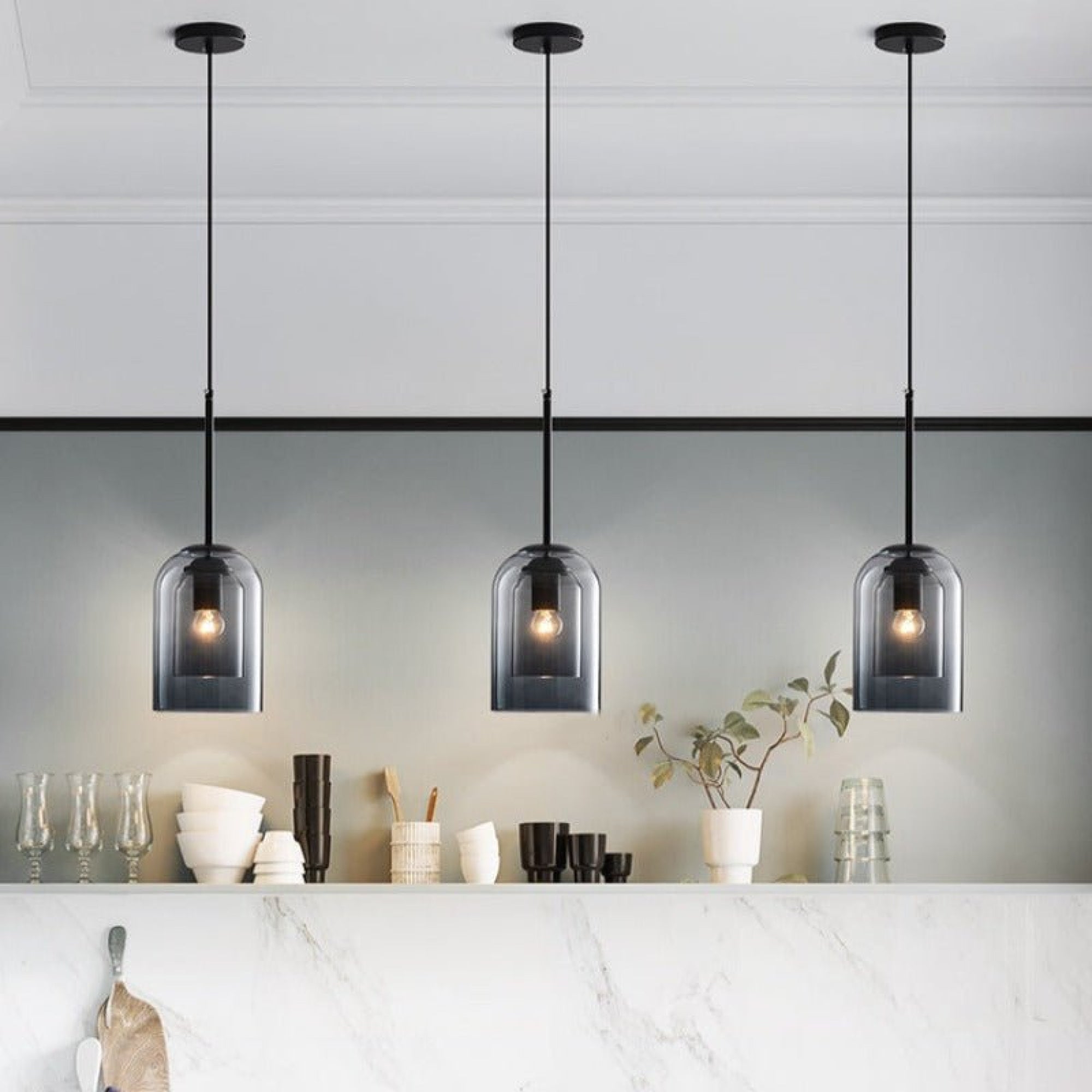 Mica Mid-Century Hanglampen met dubbel glas hanglamp
