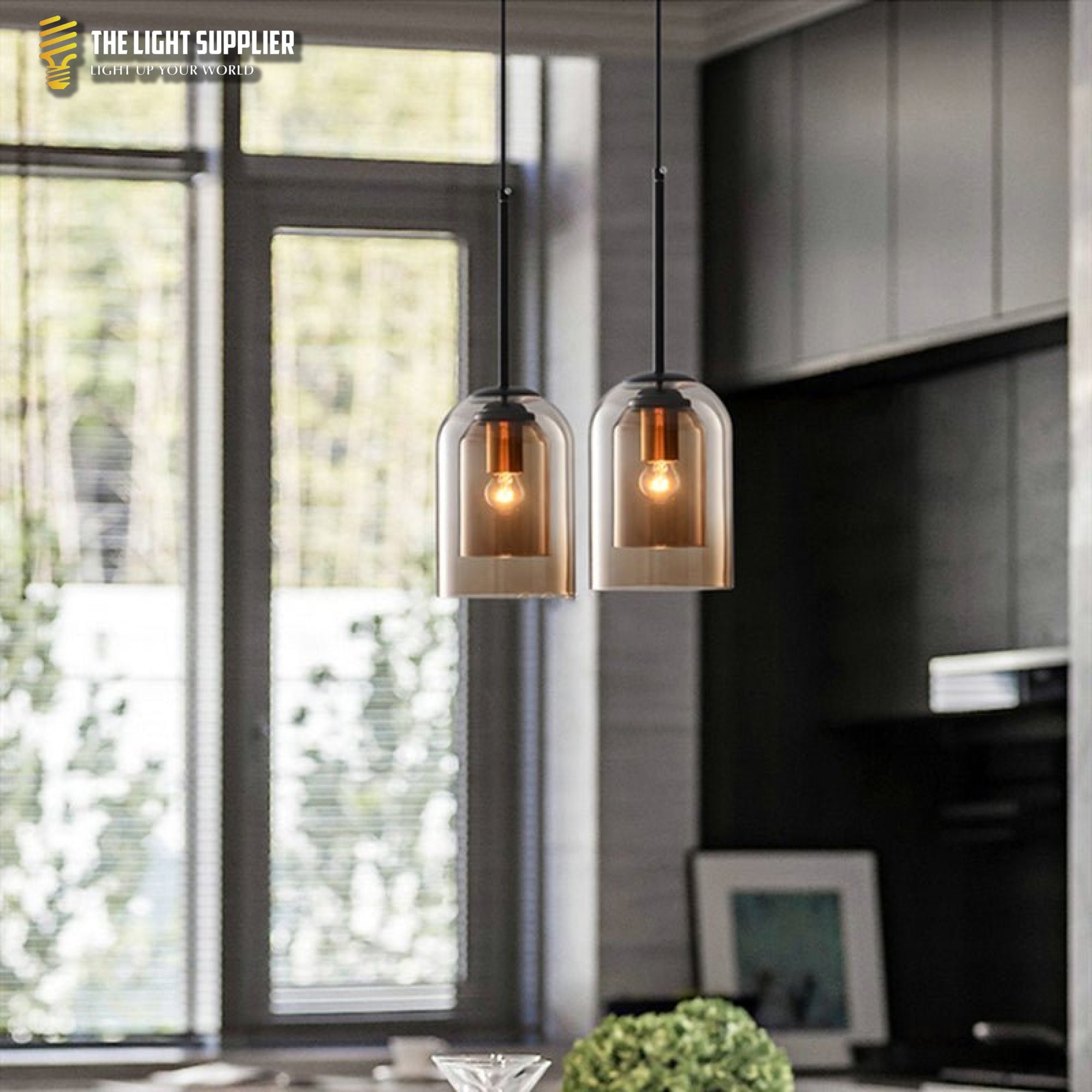 Mica Mid-Century Hanglampen met dubbel glas hanglamp