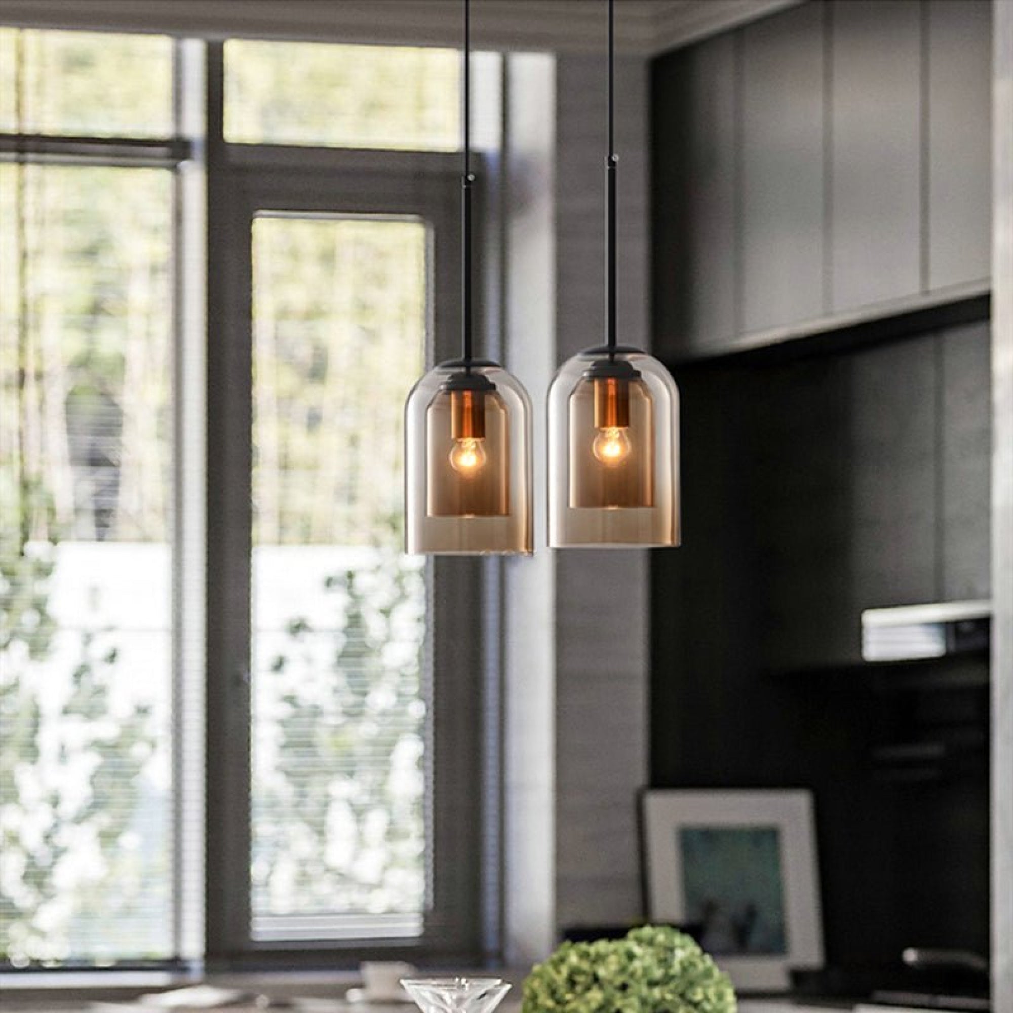 Mica Mid-Century Hanglampen met dubbel glas hanglamp