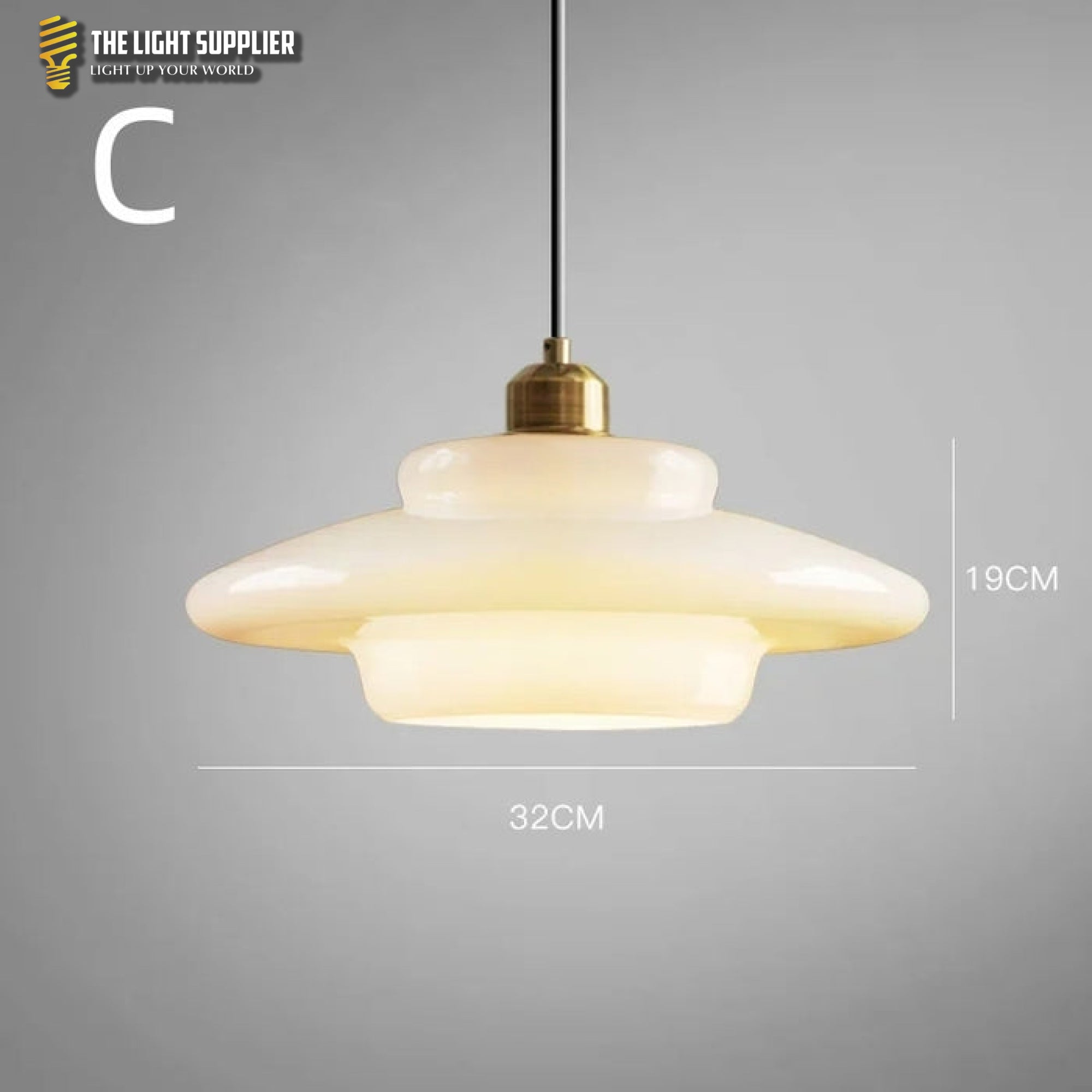Witte glazen hanglamp C D32cm x H14cm Pendant Lamp