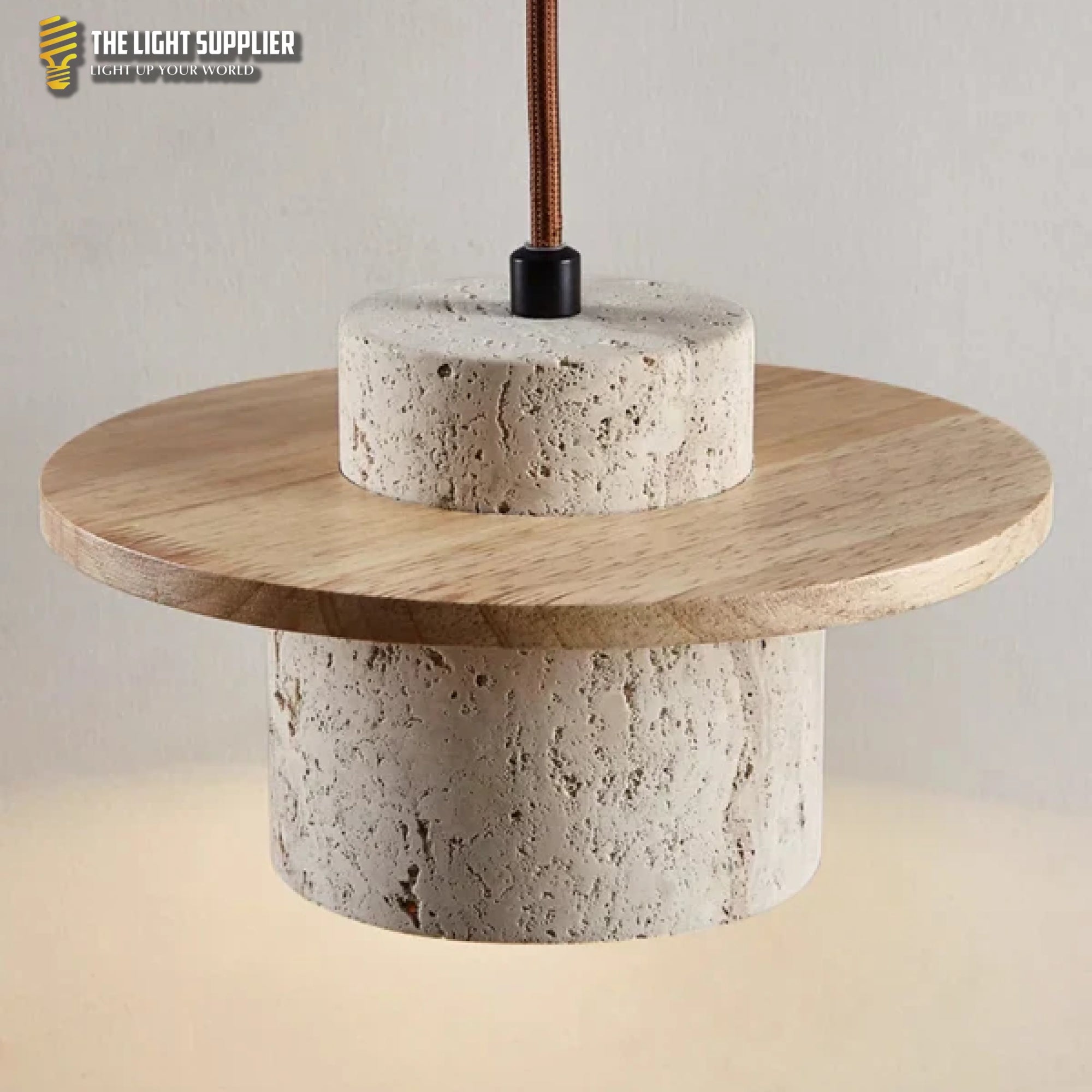 EarthLuxe – Tijdloze Travertin Design Kroonluchter Walnoot