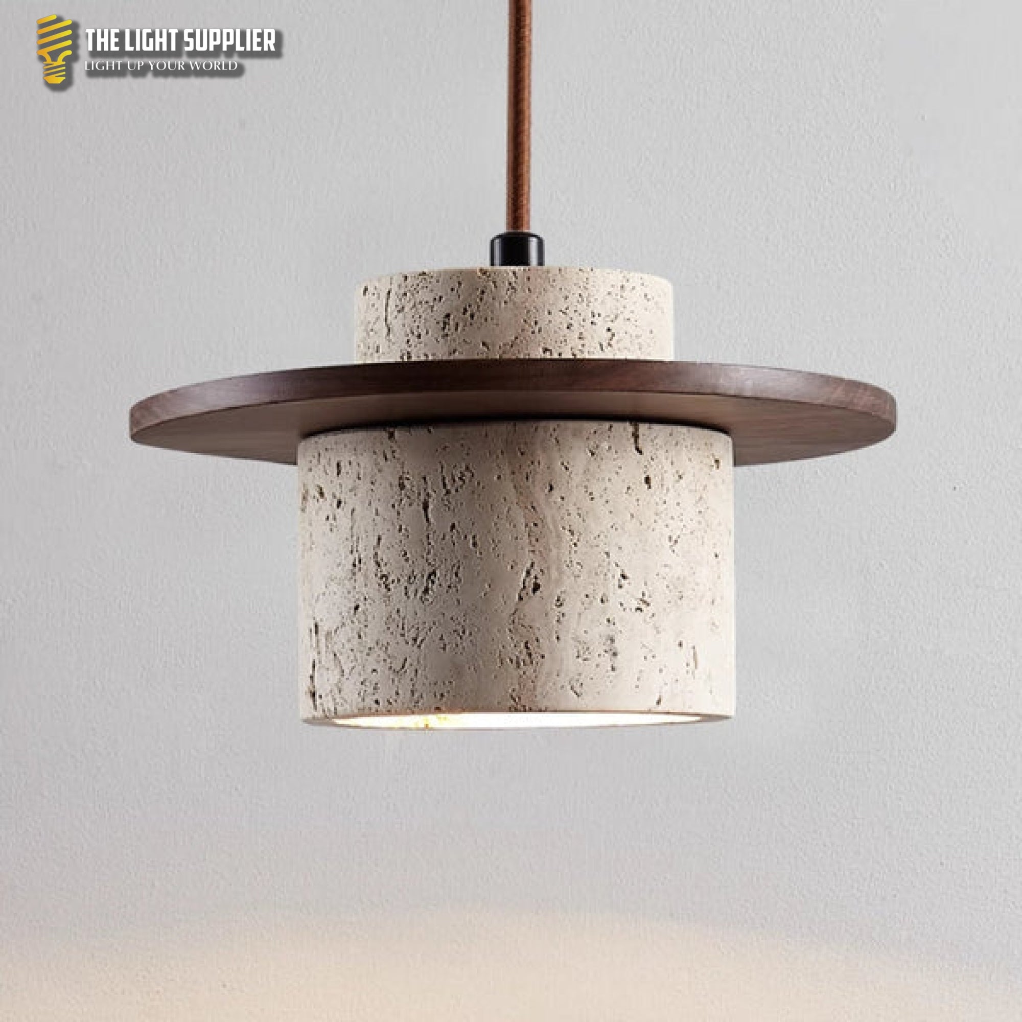 EarthLuxe – Tijdloze Travertin Design Kroonluchter Hout